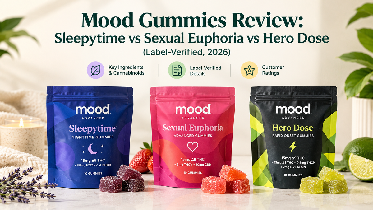 Mood Gummies Review: Sleepytime vs Sexual Euphoria vs Hero Dose (Label-Verified, 2026)
