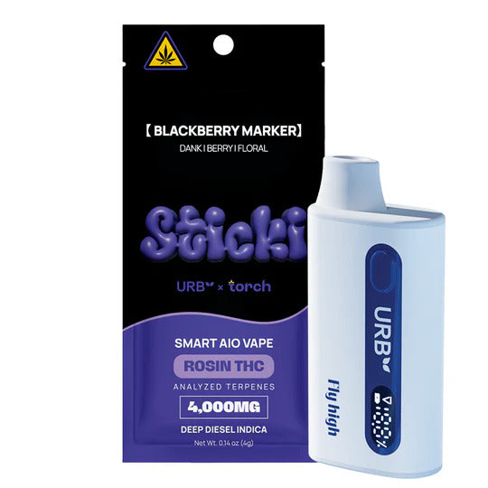 URB x Torch Sticki 4G Smart AIO Live Rosin Disposable Vape (6 Strains)