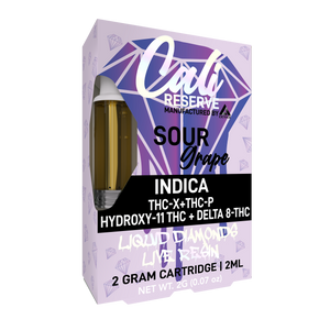 Cali Reserve THC-X + THC-P + HXY-11 THC + D8 Liquid Diamond Vape Cartridge- Sour Grape -Indica - Triangle Hemp Wellness