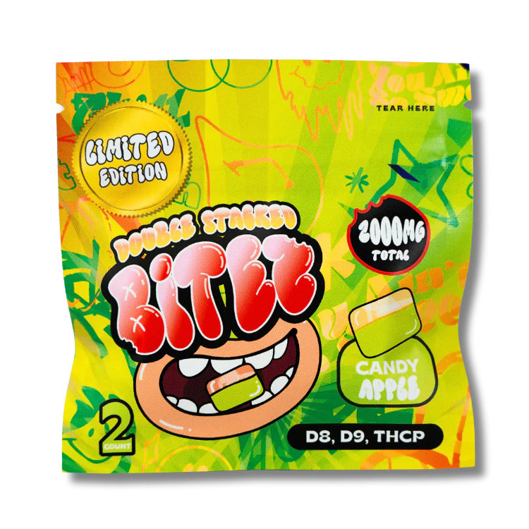 Double Stacked Bitez 2000mg – 1000mg Per Gummy | D9, THCA, THC-B, THCP