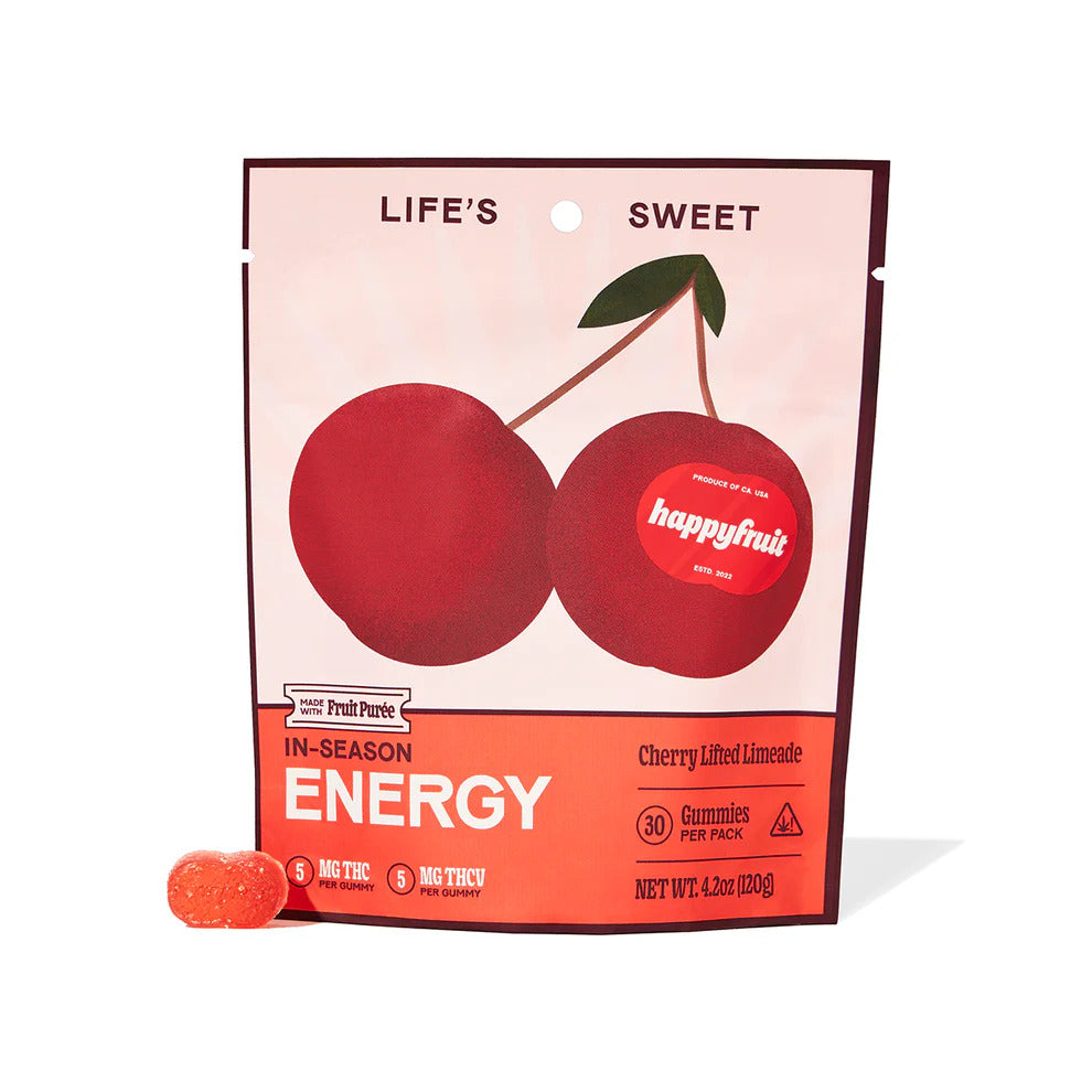 HAPPY FRUIT - CHERRY LIFTED LIMEADE - DELTA 9 WITH THCV - PREMIUM GUMMIES - SATIVA - Triangle Hemp Wellness