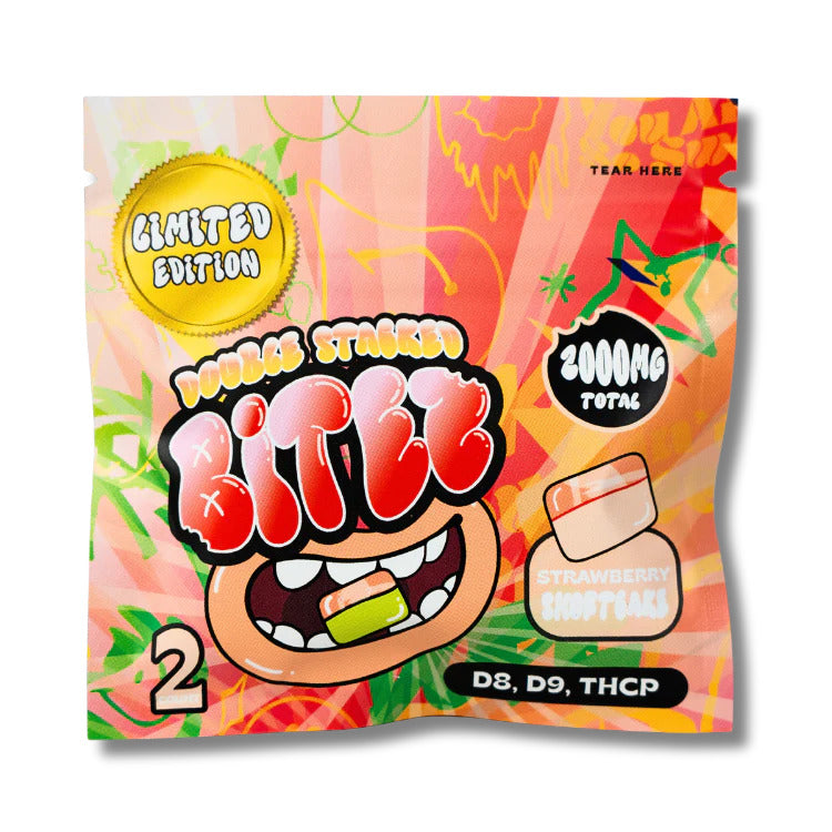 Double Stacked Bitez 2000mg – 1000mg Per Gummy | D9, THCA, THC-B, THCP