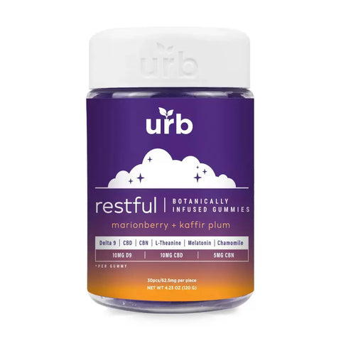 Restful Botanical Sleep Gummies — 1875MG Marionberry + Kaffir Plum — Urb - Triangle Hemp Wellness