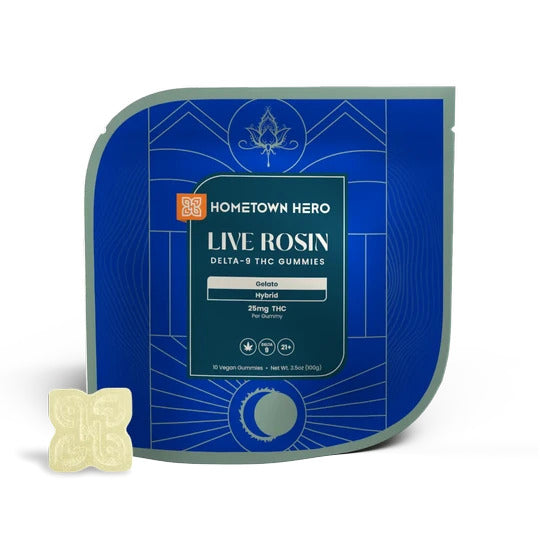 Hometown Hero Live Rosin Delta-9 Gummies 25mg (10ct) – Triangle
