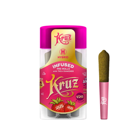 Kruz-Liquid Diamonds+THCA+THCP-.5G Pre-Roll-Sour Strawberry Diesel (Hybrid) - Triangle Hemp Wellness