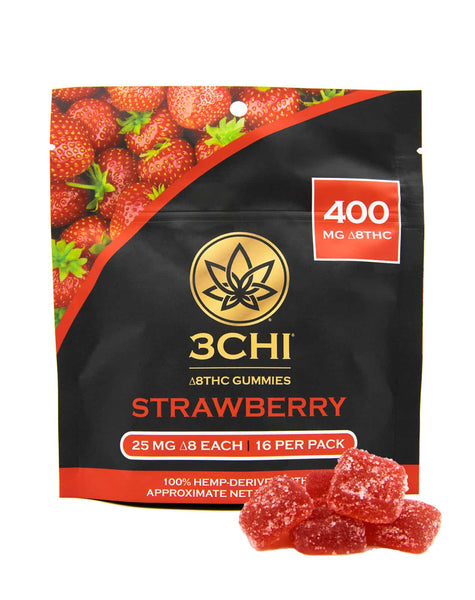 3 CHI Delta 8 Gummies- Strawberry - Triangle Hemp Wellness