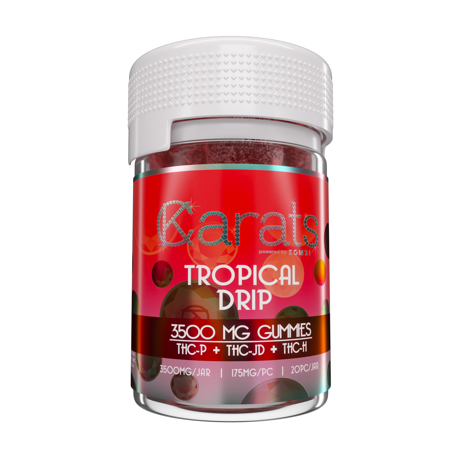 Carats THC-P, THC-JD, THC-H Gummies 3,500mg per jar | 175mg per piece - Triangle Hemp Wellness